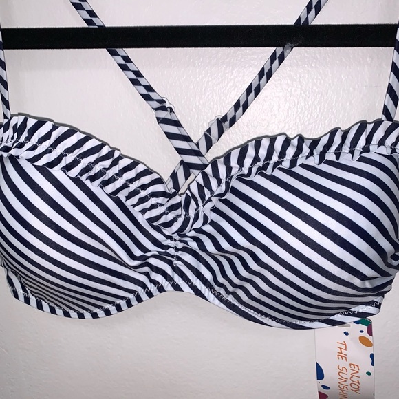 Enjoy The Sunshine Striped Bikini Top Size Small - Picture 3 of 4